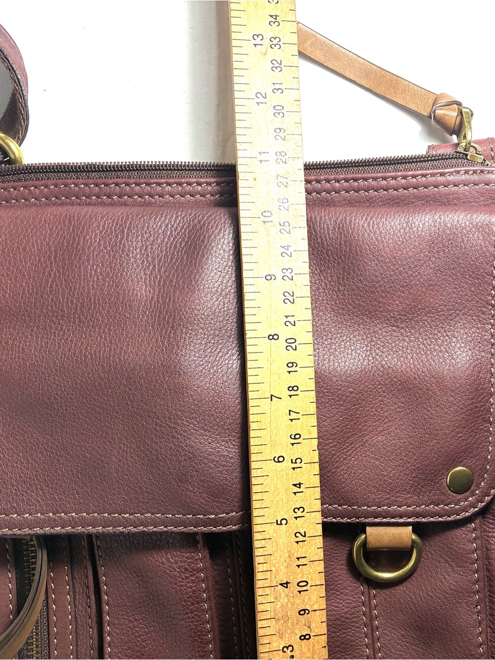 Fossil Morgan Traveler Brown Leather Messenger Crossbody Bag Key Charm - Picture 16 of 16